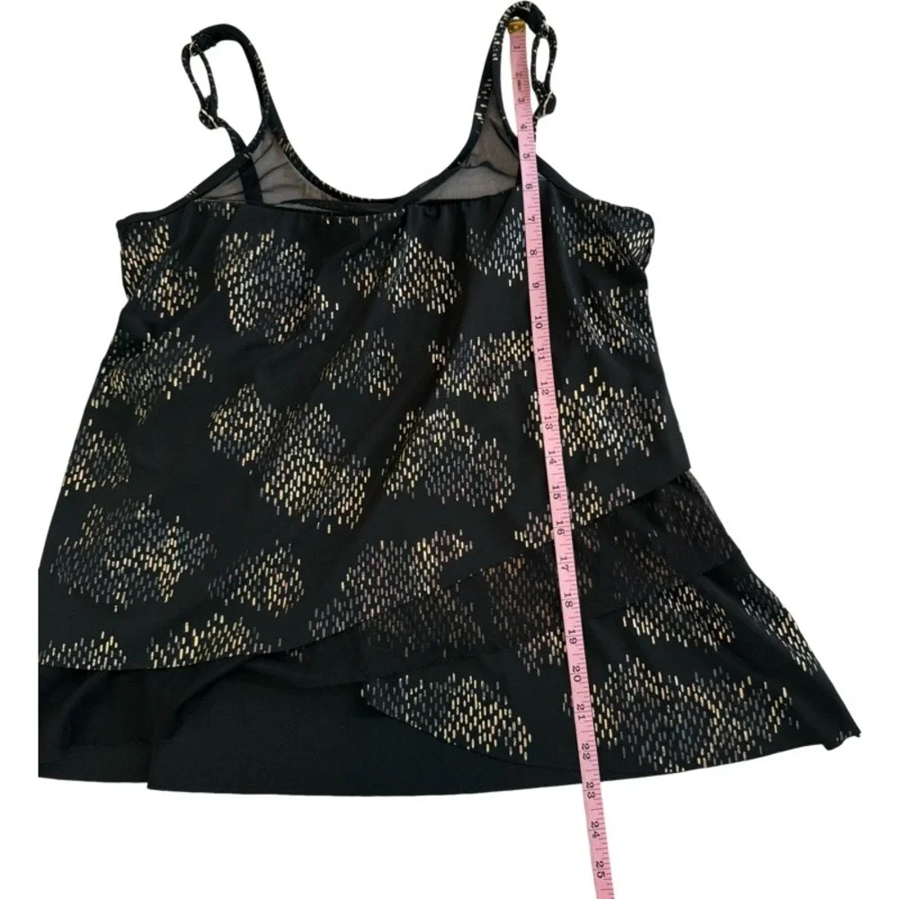 MIRACLESUIT Iridium Mirage Black Gold Underwire Tiered Tankini Swim Top‎ Size 10